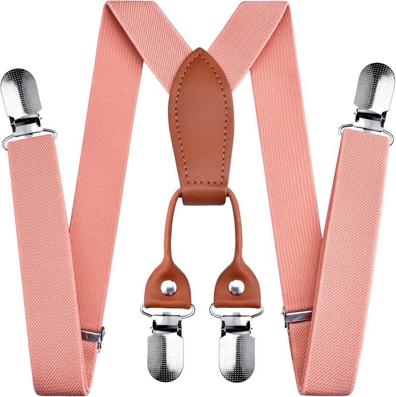 Branduce Solid Color Baby Boy Suspender with 4 Strong Clips Adjustable Kids Y Back Suspenders - Image 1